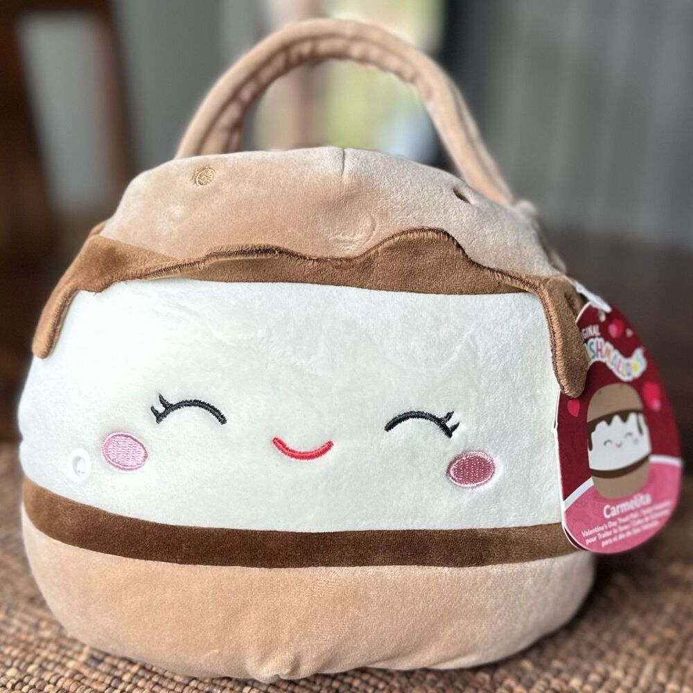 Squishmallows Carmelita 2024 Valentines Day Pail Bucket 7" Stuffed Plush NWT